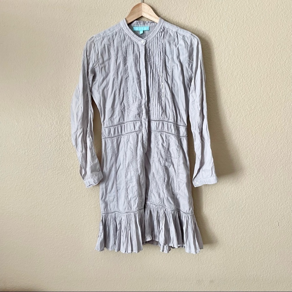 Melissa Odabash Pleated long sleeve popover dress